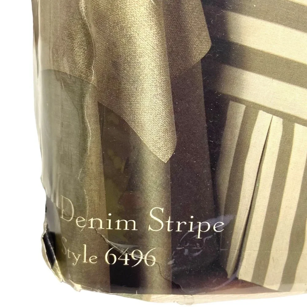 Vintage Croscill Queen Bedding Set Cotton Blend Denim Stripe 200 Luxury Percale